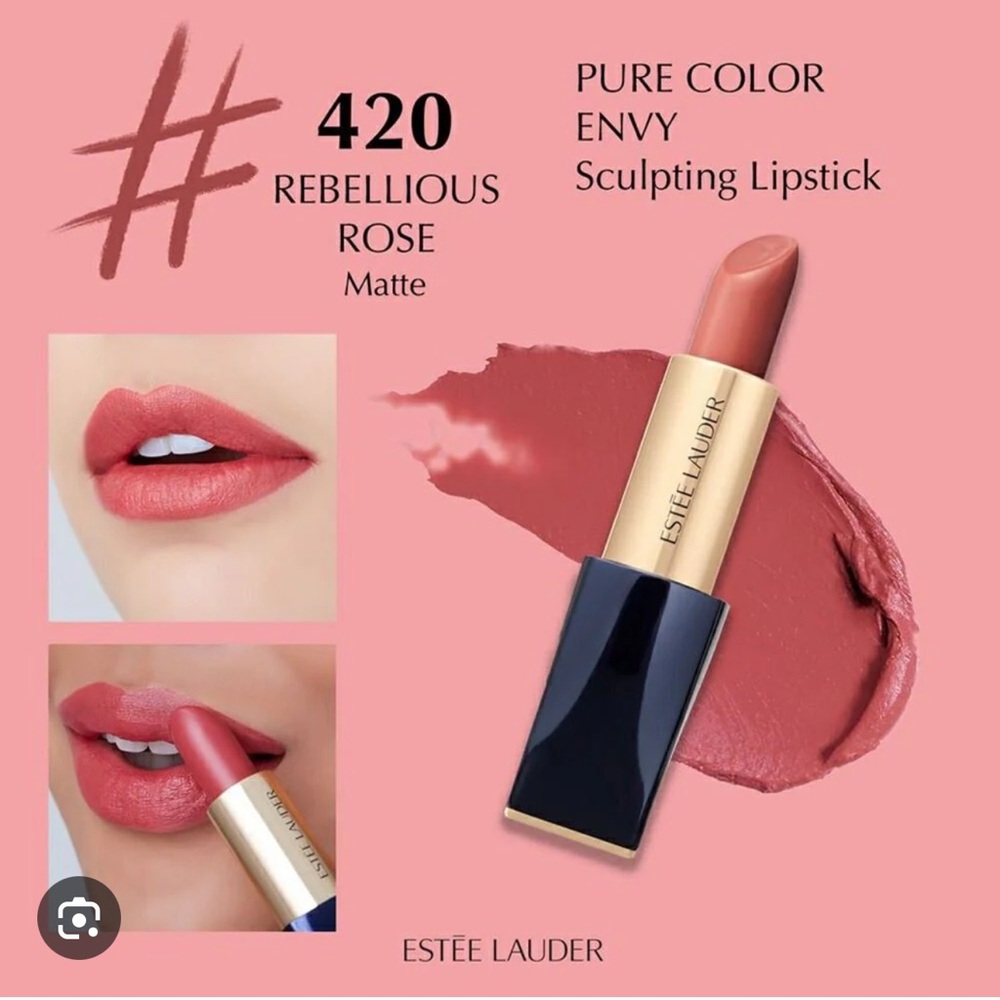ESTEE LAUDER Pure Color Envy Lipstick 420 Rebellious Rose $33 NWOB Black Case - Picture 4 of 12